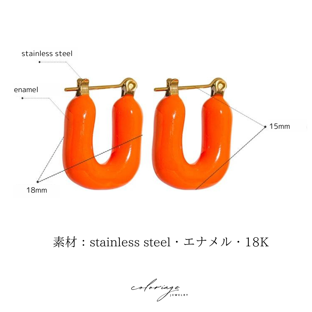 ラグジュアリーエナメルピアス - stainless steel・18KGP